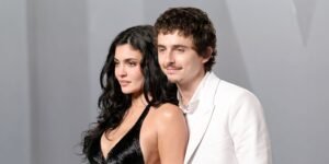 Kylie Jenner Stuns in a Stylish Cutout Dress with Feather Train at the Oscars After-Party with Timothée Chalamet