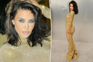 Kim Kardashian Stuns at Vanity Fair Party in 8-Inch Heels and Blue Contacts