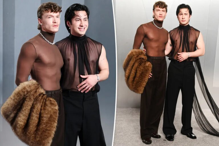 Hudson Williams and Connor Storrie Shine in Sheer Shirts at the 2026 Vanity Fair Oscar Party