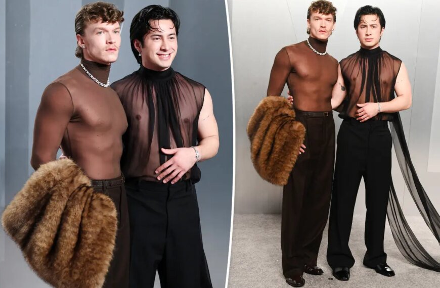 Hudson Williams and Connor Storrie Shine in Sheer Shirts at the 2026 Vanity Fair Oscar Party