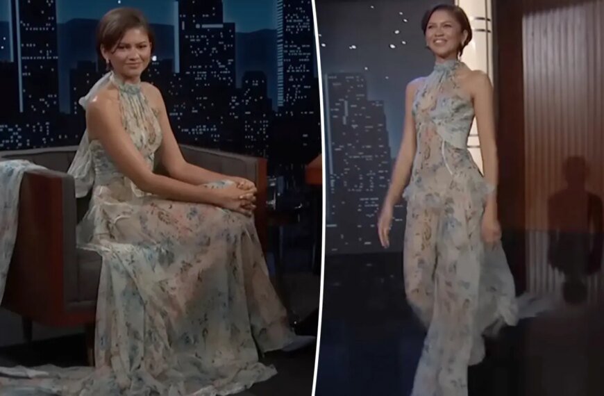 Zendaya Talks Marriage Rumors While Dressed in Blue on Jimmy Kimmel Show