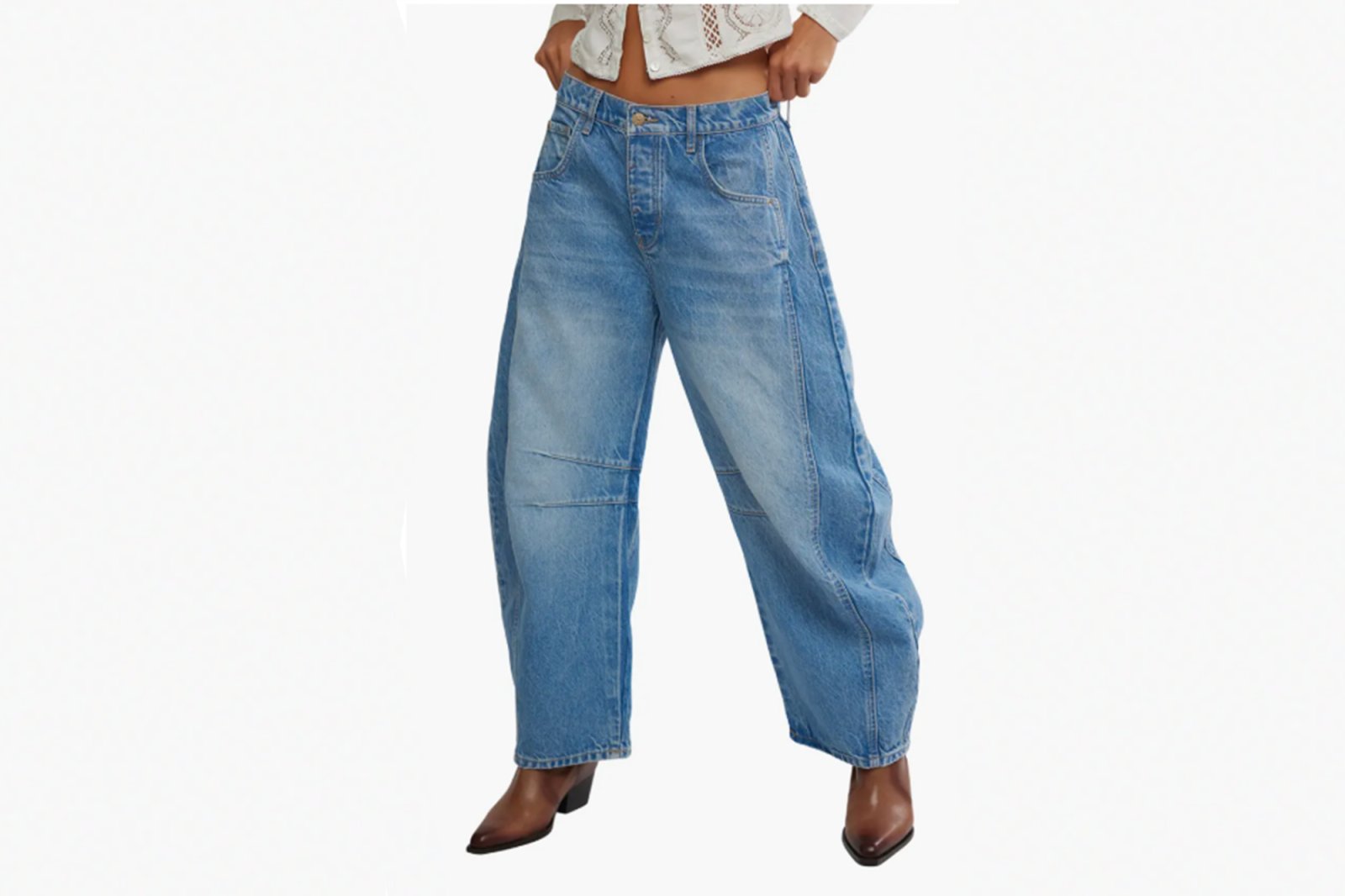 Free People We the Free Good Luck Mid Rise Barrel Leg Jeans