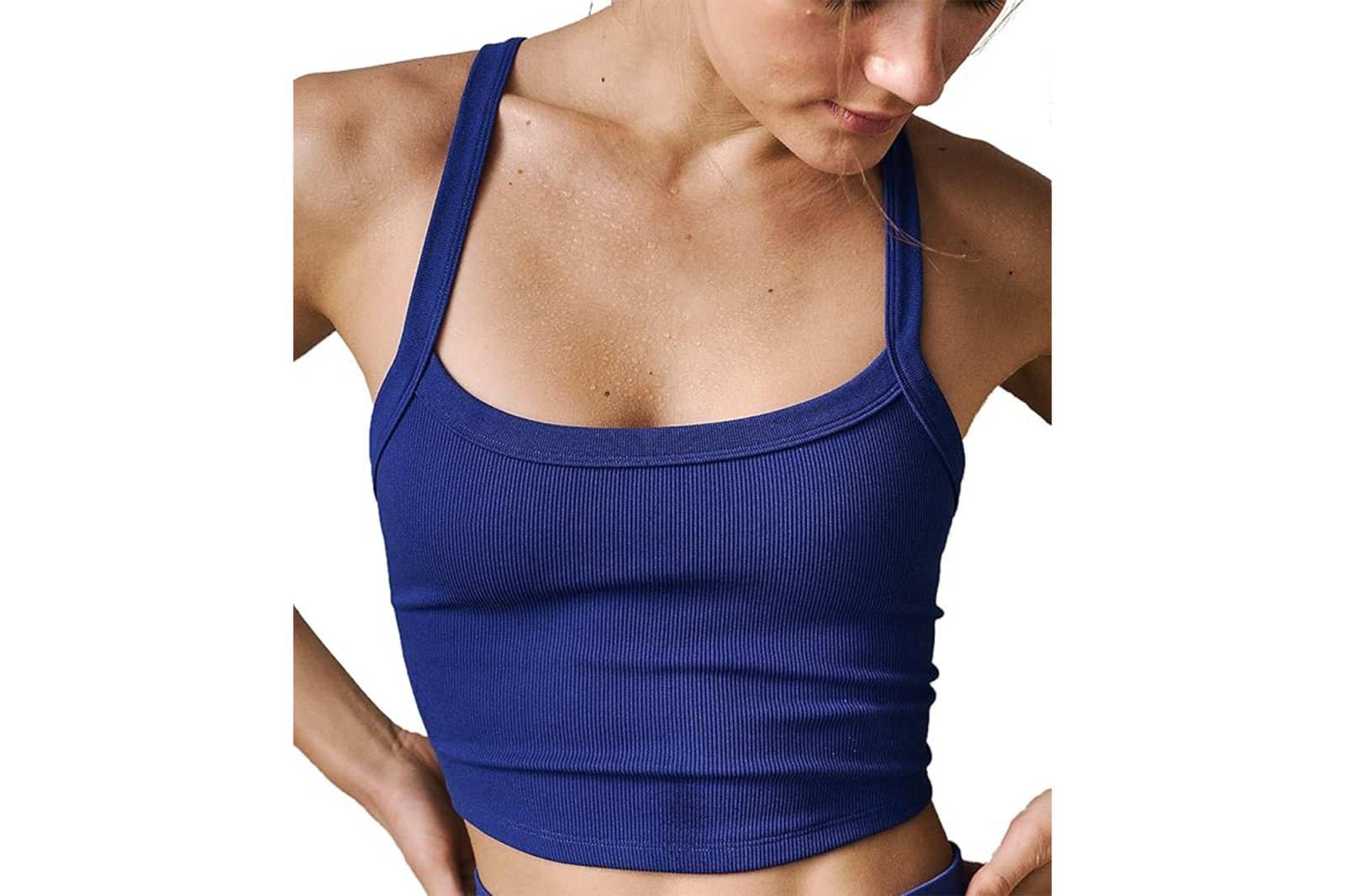 Kyle Richards Blue Ribbed Tank Top