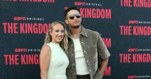 Brittany Mahomes Dazzles in a Chic Dress with Thigh-High Slit for a Wedding Date Night