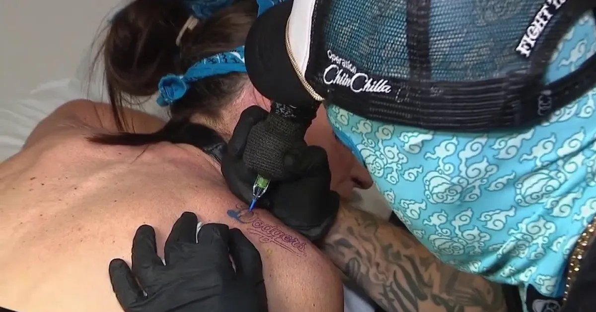 Christina Gonzalez from FOX 11 Gets a Dodgers Tattoo to Keep Her World Series Promise