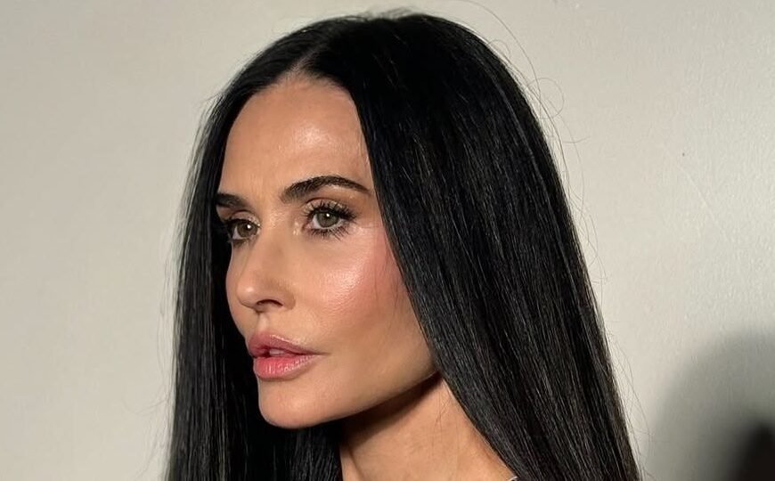 Demi Moore Rocks a Bold Double Denim Look with Y2K Vibes and Big Hair Revival