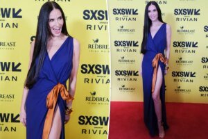 Demi Moore Stuns at SXSW in a Chic High-Slit Dress with a Bow