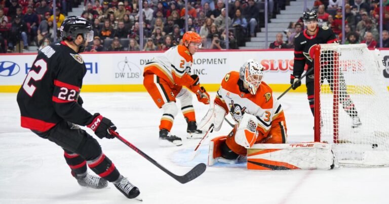 Ducks Struggle to Find the Net in Loss to Senators
