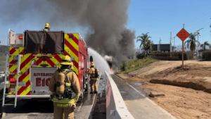 Fire Breaks Out in Riverside Trash Truck