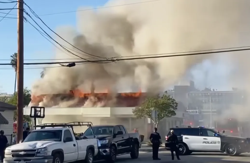 Firefighters Respond to Fire at Downtown Pomona Commercial Building