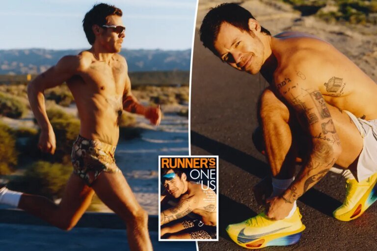 Harry Styles Struts His Stuff in Leopard Print Shorts and Showcases His Tattoos on Runner’s World Cover