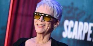 Jamie Lee Curtis Shines in a Chic Low-Cut Little Black Dress