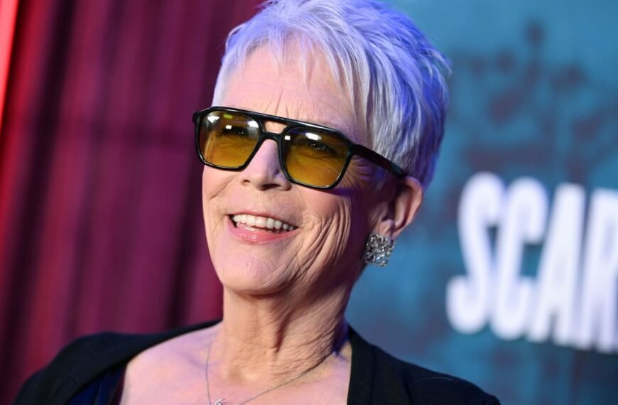 Jamie Lee Curtis Shines in a Chic Low-Cut Little Black Dress