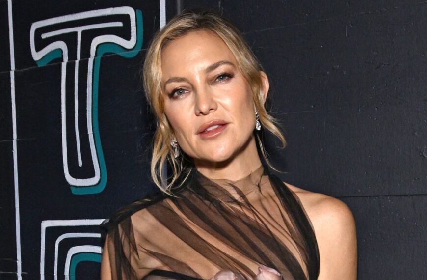 Kate Hudson Stuns in Sheer Black Tulle Over a Chic Nude Corset Dress