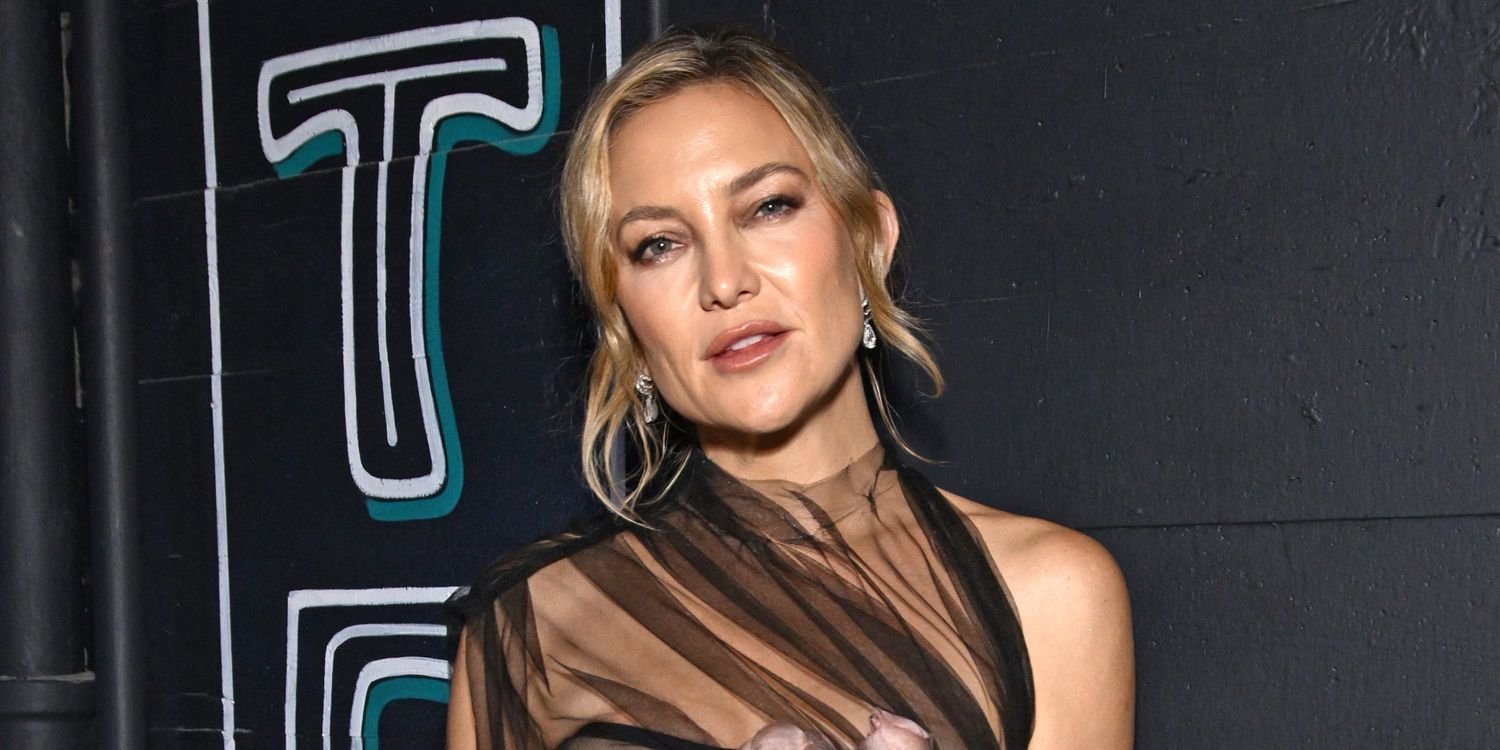 Kate Hudson Stuns in Sheer Black Tulle Over a Chic Nude Corset Dress