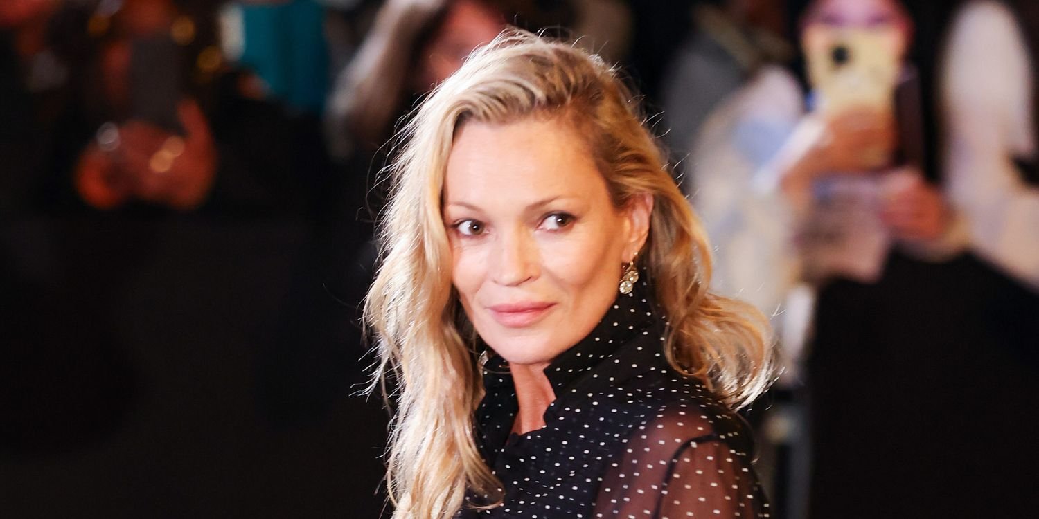 Kate Moss Shows Off a Stylish Polka Dot Blouse with a Sheer Midi Skirt