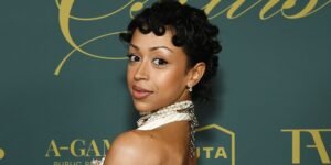 Liza Koshy Looks Elegant in a Backless Silk Gown Adorned with Pearls