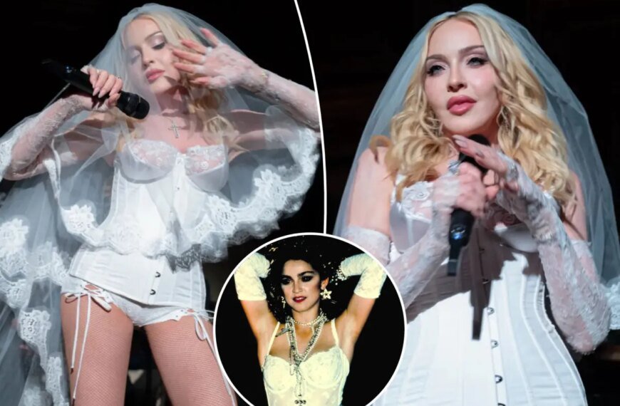 Madonna Brings Back Her Iconic 'Like a Virgin' Style in Bridal Lingerie After 40 Years