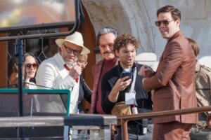 Madonna, Michael Keaton, and Julia Garner Seen in Venice for Season 2 of 'The Studio'