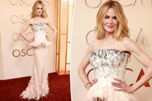 Nicole Kidman Stuns in a Feathered Chanel Corset Gown at the 2026 Oscars Red Carpet