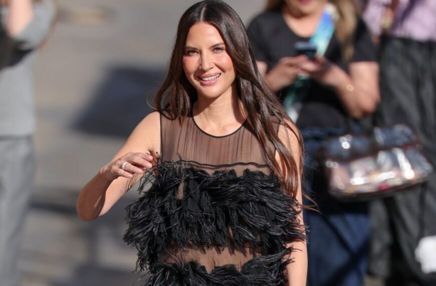 Olivia Munn Stuns in a Sheer Black Dress Adorned with Feathers