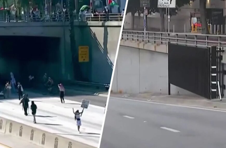 Security Gates Set Up on Downtown LA 101 Freeway Ramps