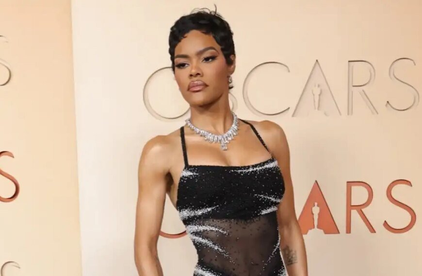 Teyana Taylor Dazzles in a Black and Silver Fringe Dress at the 2026 Oscars Red Carpet