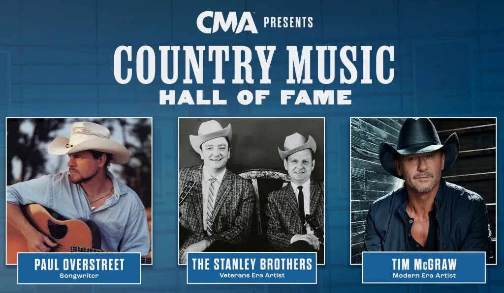 Tim McGraw, Paul Overstreet, and The Stanley Brothers Announced as 2026 Country Music Hall of Fame Inductees