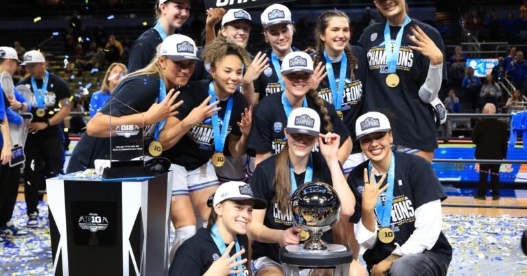 UCLA Celebrates Big Ten Tournament Victory with Their Pac-12 Stars