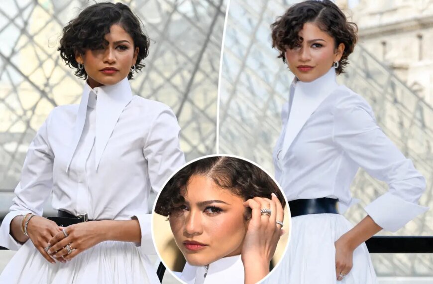 Zendaya Dazzles in Bridal White at Louis Vuitton Show, Sparking Wedding Rumors with Tom Holland's Band