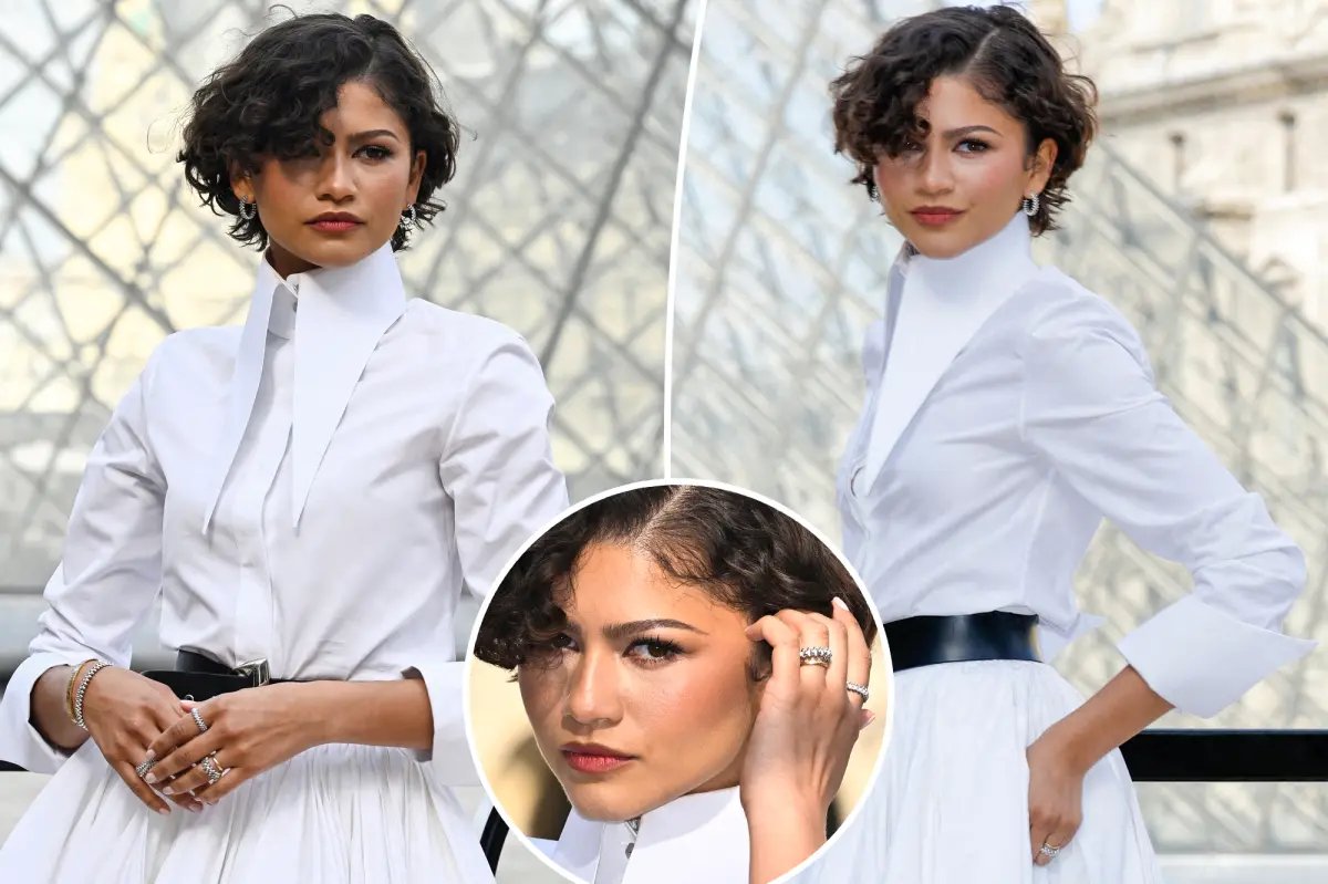 Zendaya Dazzles in Bridal White at Louis Vuitton Show, Sparking Wedding Rumors with Tom Holland's Band