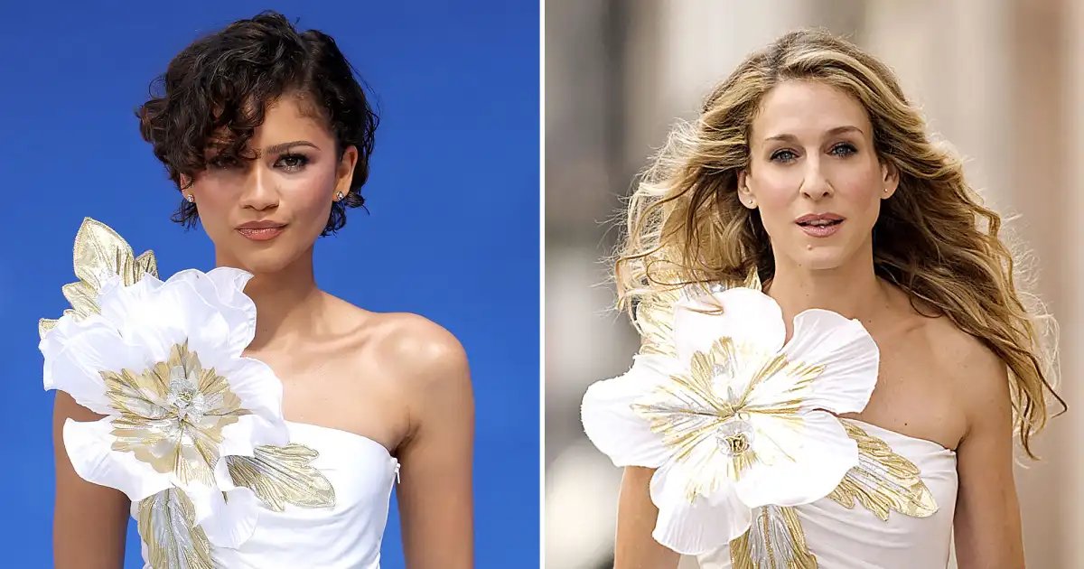 Zendaya Dazzles in White Dress Inspired by Carrie Bradshaw as Wedding Rumors Swirl with Tom Holland