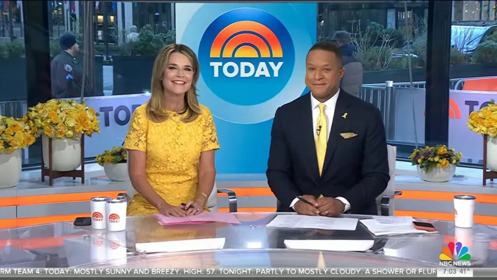 Savannah Guthrie and Craig Melvin on the Today Show set.