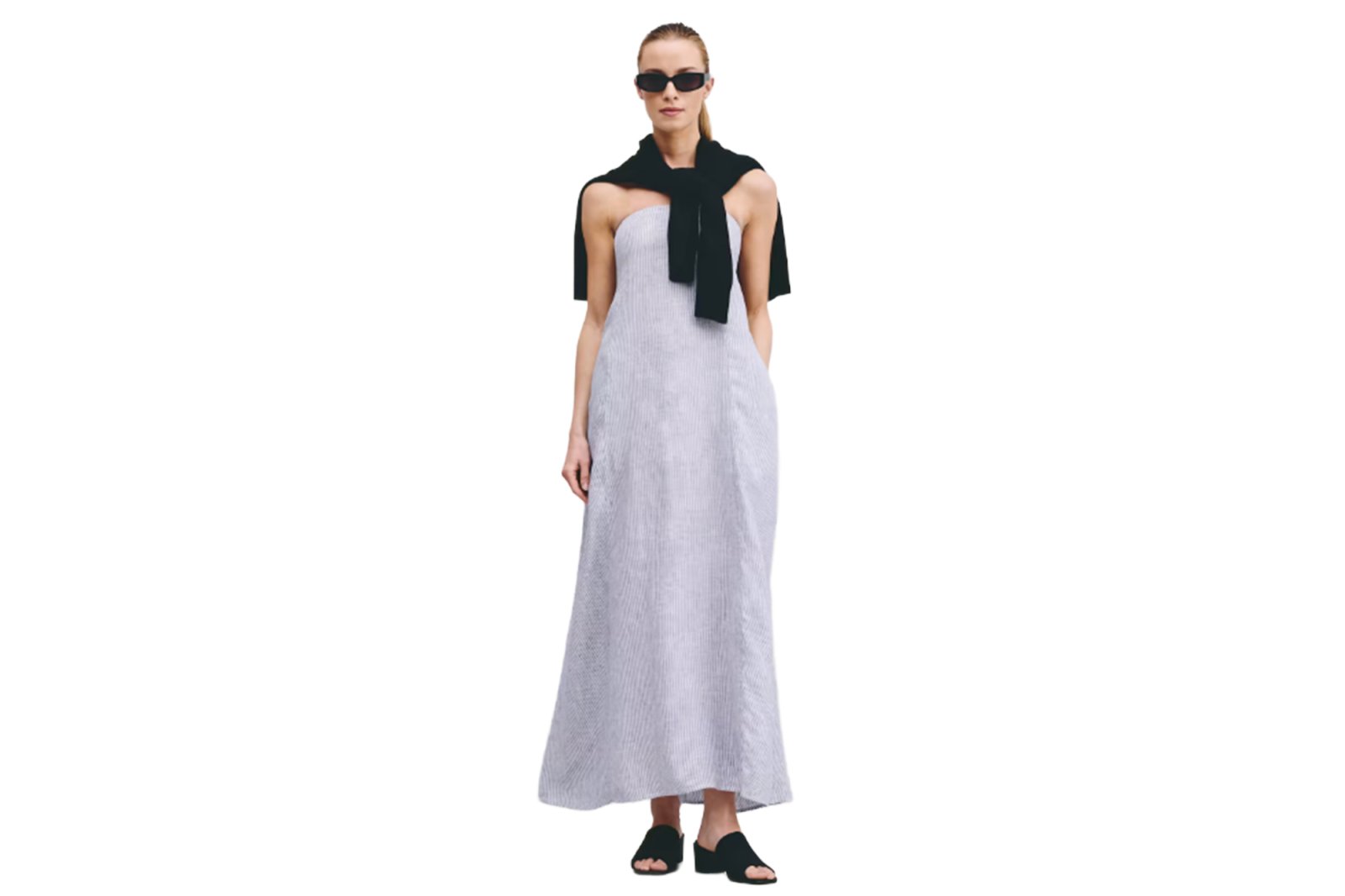 Quince 100% European Linen Strapless Maxi Dress