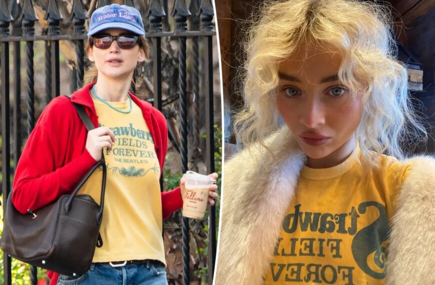 Jennifer Lawrence and Sabrina Carpenter Both Wear This Beatles T-Shirt — Yours for Under $60