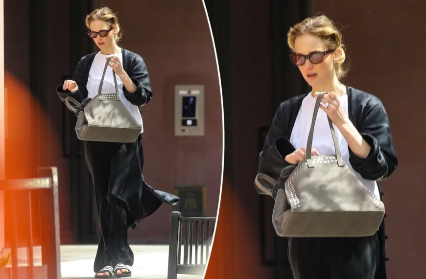 Jennifer Lawrence Teams a $540 Handbag with Classic $35 Slides