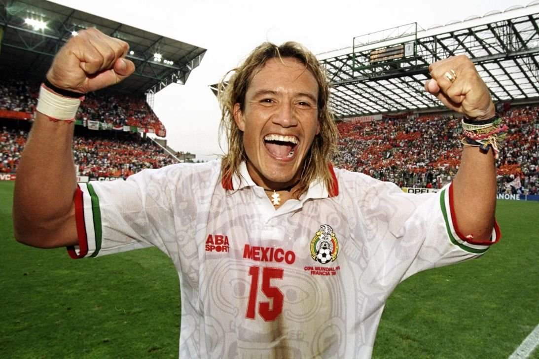 Luis Hernandez of Mexico celebrates after scoring the equalizer in a game against Holland during the World Cup in June 1998. Handy describes it as a 