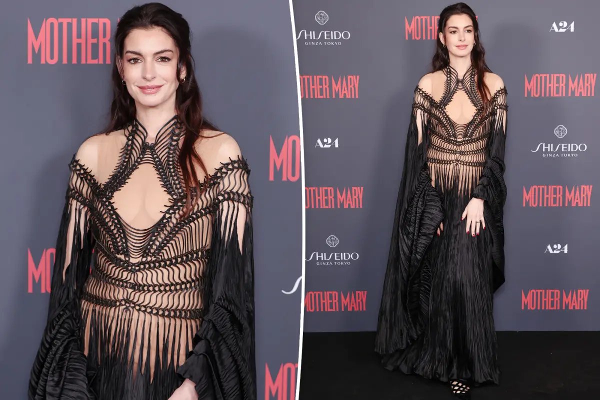 Anne Hathaway Stuns in Elegant Gothic Fashion at the 'Mother Mary' Screening in London