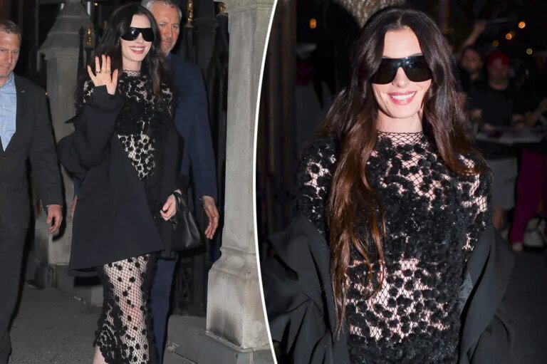 Anne Hathaway Stuns in Sheer Dress That Embraces Pop Star Vibes