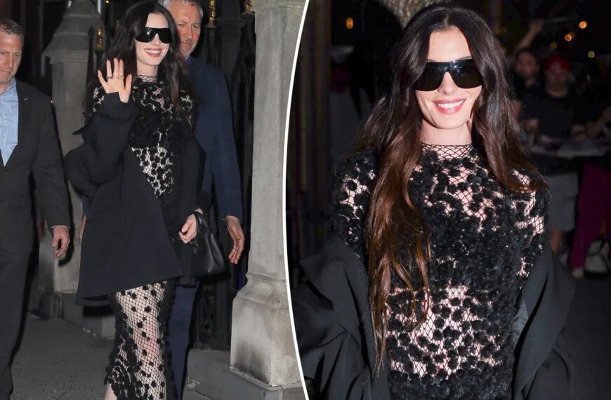 Anne Hathaway Stuns in Sheer Dress That Embraces Pop Star Vibes