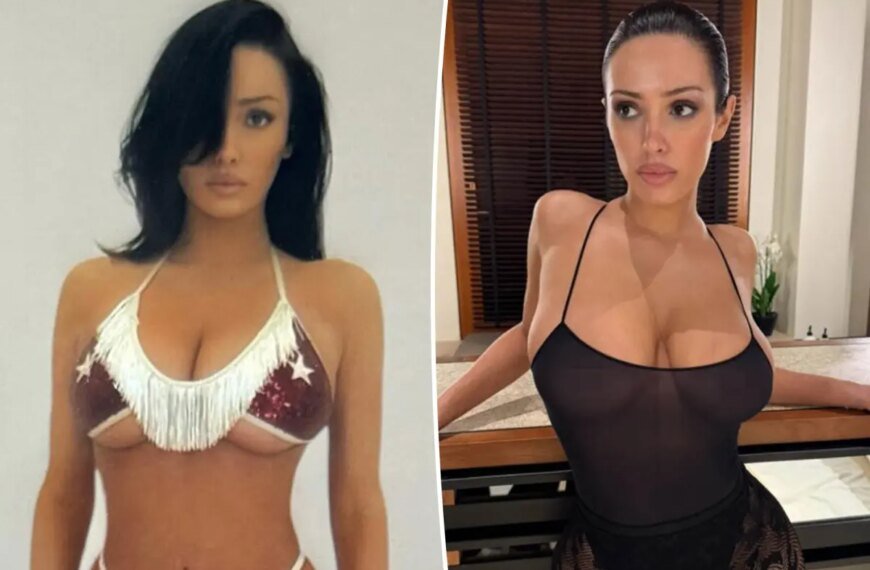 Bianca Censori Enjoys a Playful Day in a Starry Fringe Bikini