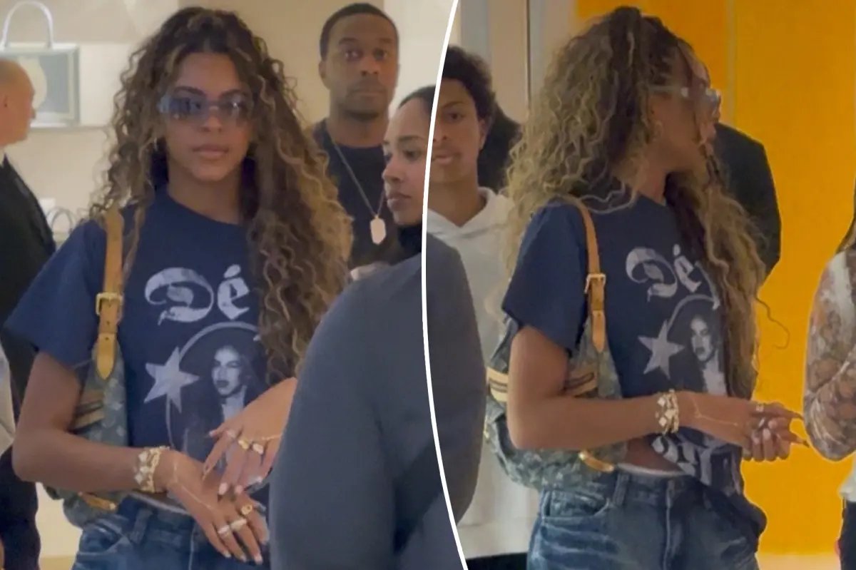 Blue Ivy Showcases a Fun T-Shirt Featuring Her Own Face During Paris Outing