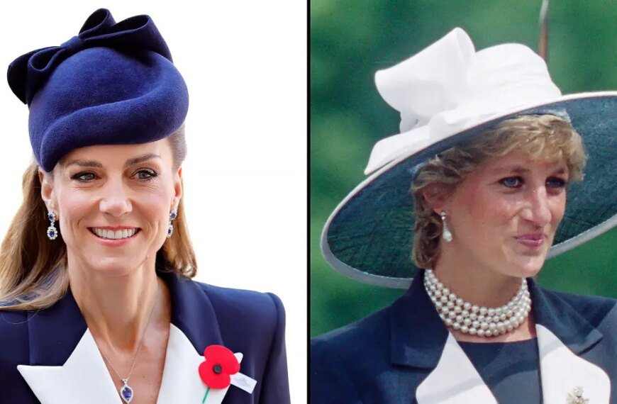 Kate Middleton Pays Tribute to Princess Diana in a Navy Blue Ensemble with Her Jewelry