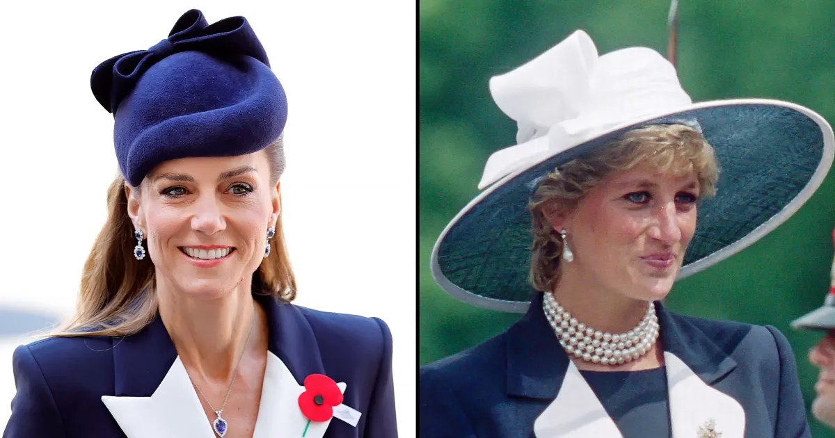 Kate Middleton Pays Tribute to Princess Diana in a Navy Blue Ensemble with Her Jewelry