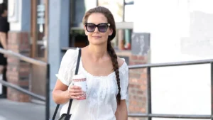 Katie Holmes Shares Her Go-To Style: Wide-Leg Ankle Jeans and Comfortable Flats