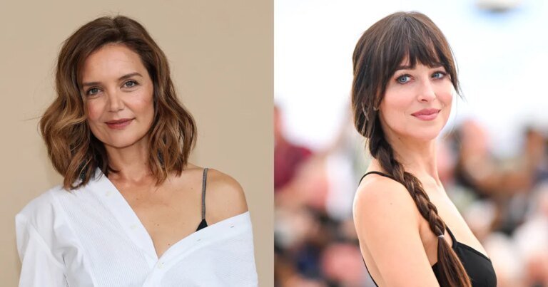 Katie Holmes and Dakota Johnson Share Why Billowy White Blouses Are a Spring Wardrobe Essential