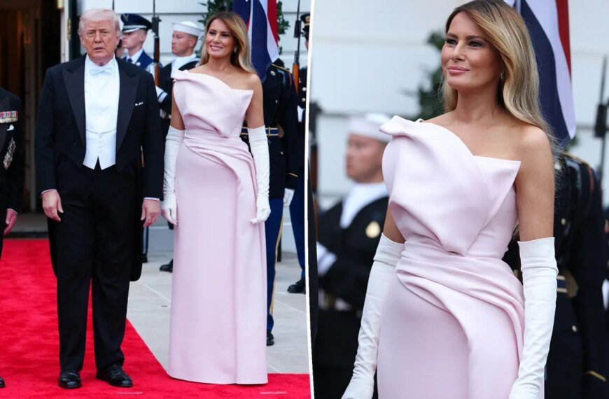 Melania Trump Dazzles in Pink Dior Haute Couture at the State Dinner