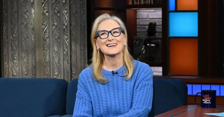 Meryl Streep Celebrates 'The Devil Wears Prada' with a Stylish Cerulean Blue Sweater on 'The Late Show'