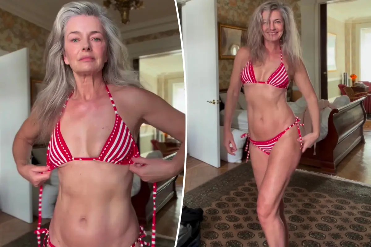 Paulina Porizkova Rings in Her 61st Birthday in a Stylish Striped Bikini
