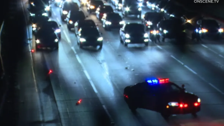 Scooter and Large Items Tossed onto 110 Freeway in Downtown LA